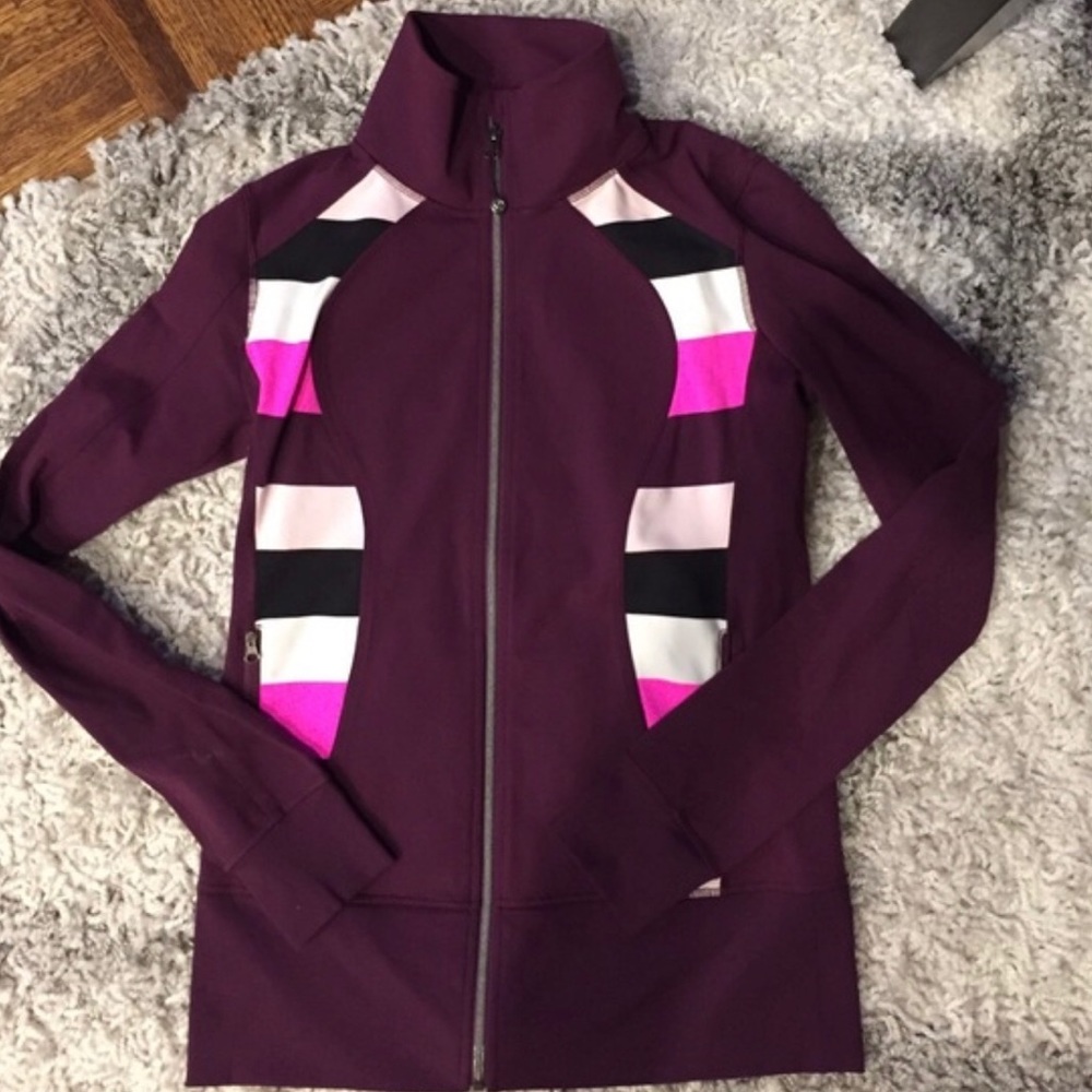 Lulu Lemon dark purple striped yoga jacket